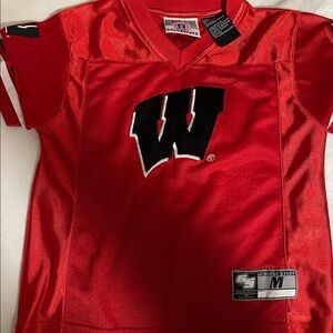 Vintage EUC Wisconsin Badgers Colosseum Kids Sz 5/6 Football Jersey Red Collage